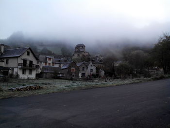 Houses in foggy weather