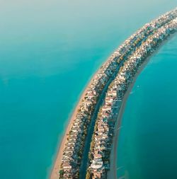 High angle view of swimming pool by sea