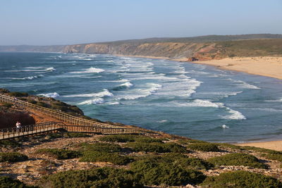 High angle view of beach against sky