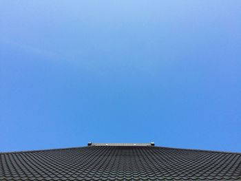 High section of building against clear blue sky