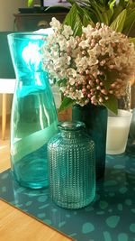 Close-up of flower vase on table