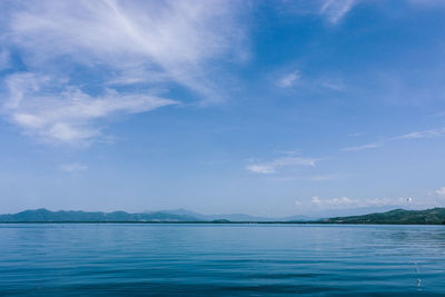 Scenic view of sea against blue sky