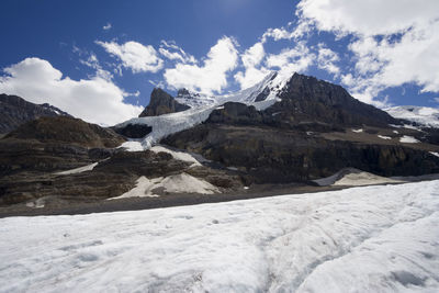 Low angle view of mountains against sky