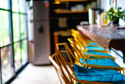 Empty chairs and table at home