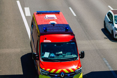 High angle view of traffic on road