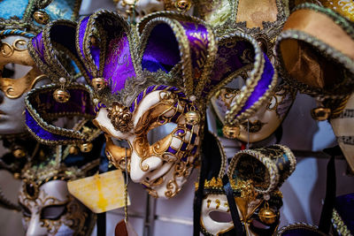 Close-up of mask for sale in store