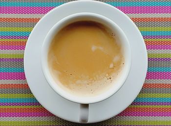 High angle view of coffee on table