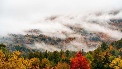 Rain clouds passing through mountains