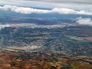 High angle view of field against sky. spain madrid 