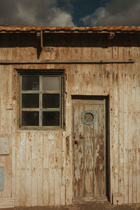 Closed door of old building