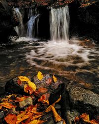 Scenic view of waterfall