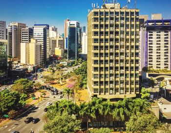 Cityscape against clear sky