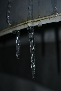 Close-up of frozen water