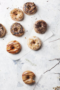 Donuts over table