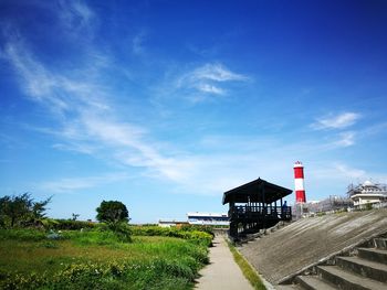 Scenic view of sea against blue sky