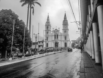 Road along buildings