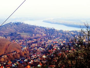 High angle view of cityscape against sky