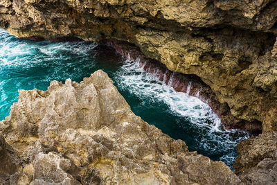 Rock formation in sea