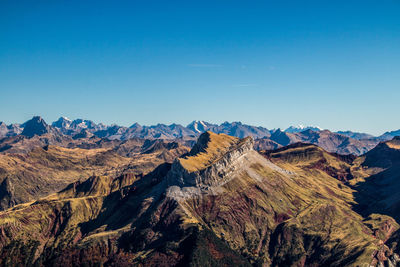 Scenic view of mountains against clear sky