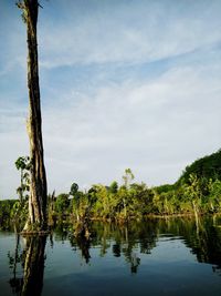 Scenic view of lake against sky