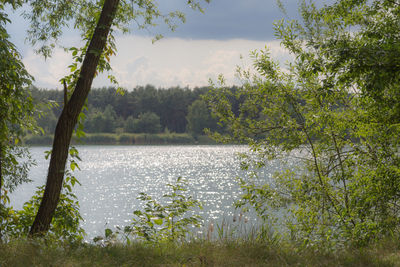 Scenic view of lake against sky