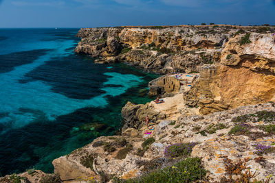 The tropical seewater on the shore of favignana, one of the aegadian islands in sicily