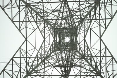 Low angle view of electricity pylon against sky