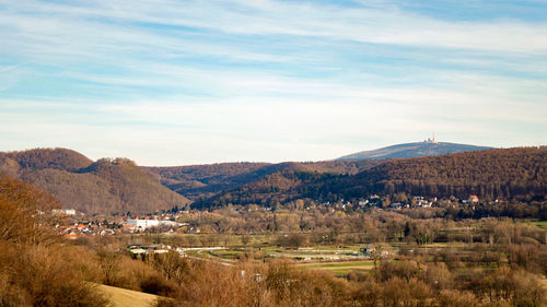 Scenic view of townscape against sky