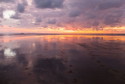 Scenic view of sea against sky at sunset