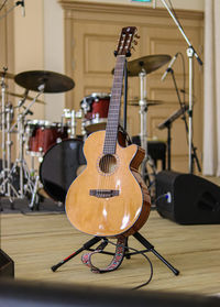 View of guitar on stage