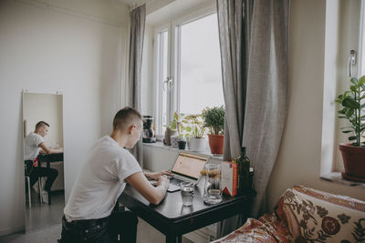 Woman using laptop