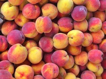 Full frame shot of peaches for sale at market