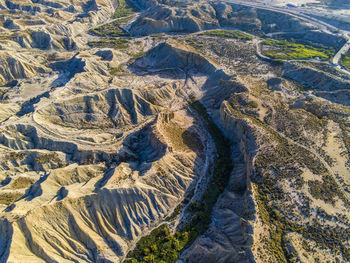 High angle view of dramatic landscape