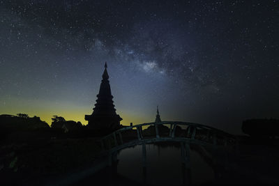 Low angle view of illuminated star field