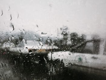 View of rain drops on glass