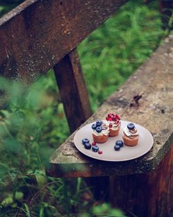 High angle view of fruits on table