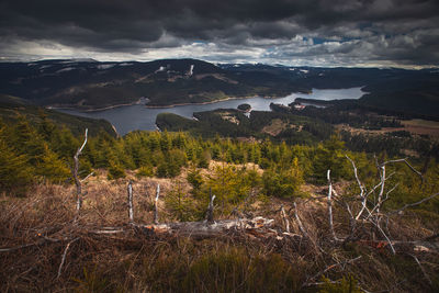 Landscape of the wild natural park of cheile nerei with its lakes, waterfalls and water streams