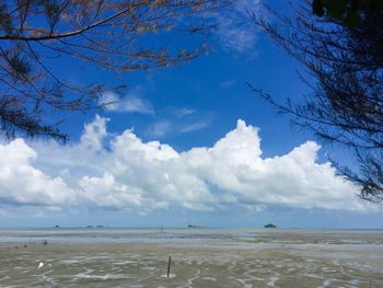 Scenic view of sea against cloudy sky