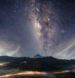 Mt bromo with milky way