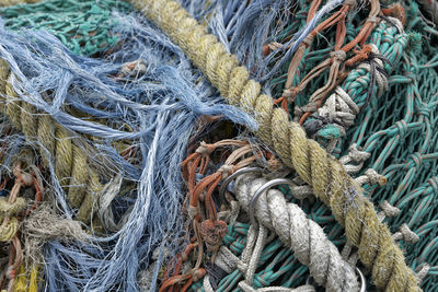 Close-up of ropes and fishing net