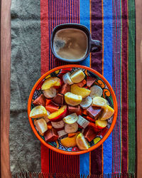 High angle view of food on table