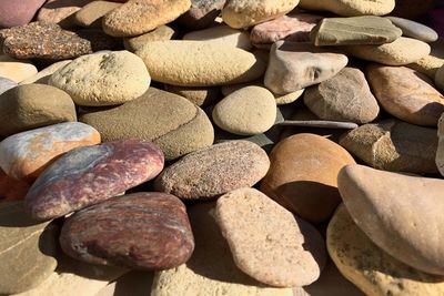 Close-up of pebbles on beach