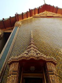 Low angle view of temple building against sky