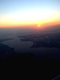 Scenic view of sea at sunset