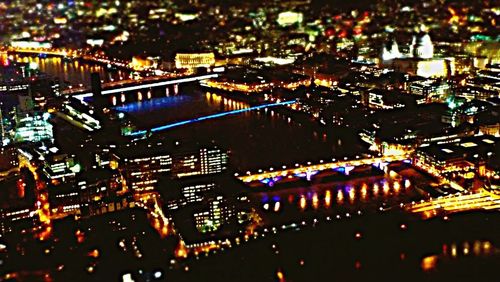 Illuminated cityscape at night