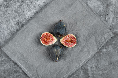 High angle view of fruits on table