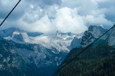 Panoramic view of snowcapped glacier mountains against sky