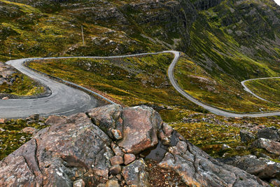 High angle view of road on mountain