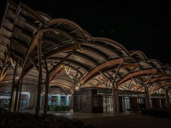 Low angle view of abandoned building at night