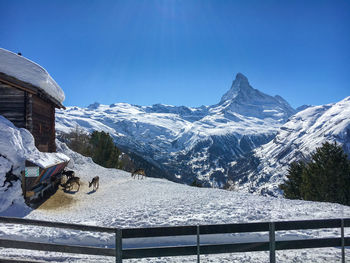 View of snowcapped mountain against clear sky